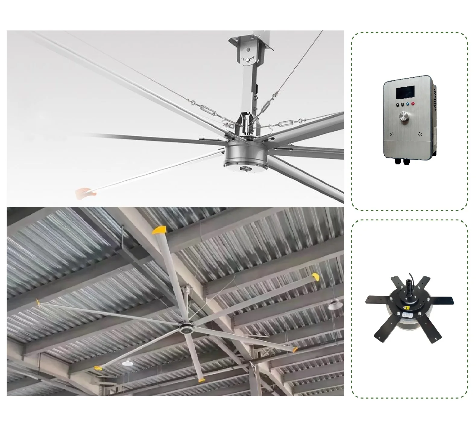 Abanico De Techo Industrial 8 Pies (2.48M) Ventilador Comercial HVLS 6 Aspas, Ahorrador, Cubre 4300M3/Min - 151,132 CFM (300M2) Monofasico 110V / 60Hz - 800W/2.8Amp Super Silencioso - Image 3