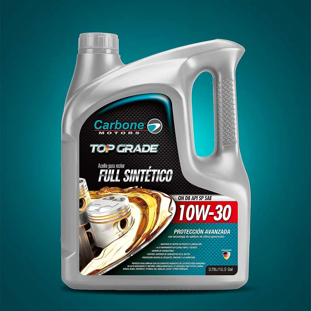 ACEITE DE MOTOR 10W-30 API SP SAE QN D8 FULL SINTETICO PARA MOTORES GASOLINA ( 1 GALON ) - Image 2