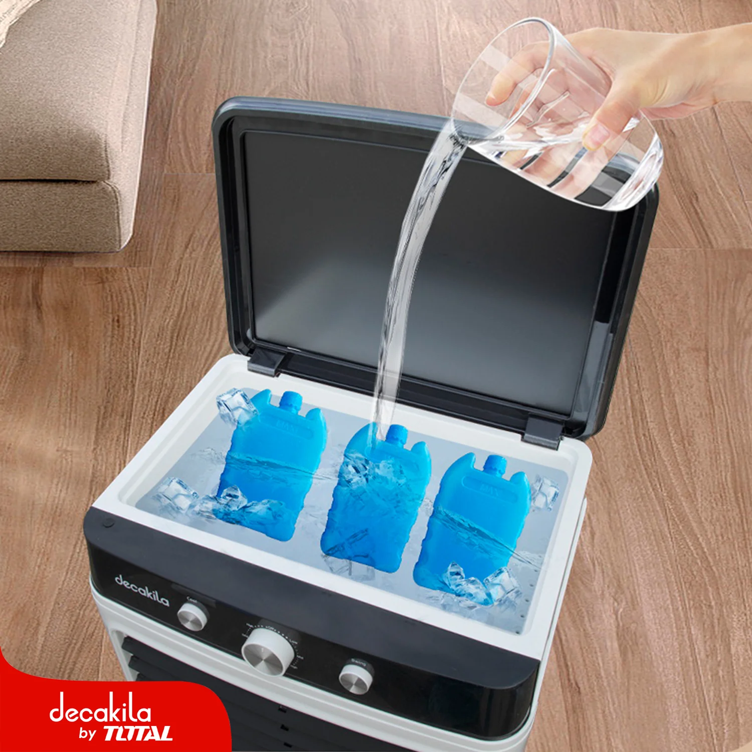 Abanico De Aire Enfriado Con Agua Y Hielo Portátil. 130W. 120V/60Hz. 30L. (Funciona Con Agua Y Trae Bloques Para Hielo) - Image 3