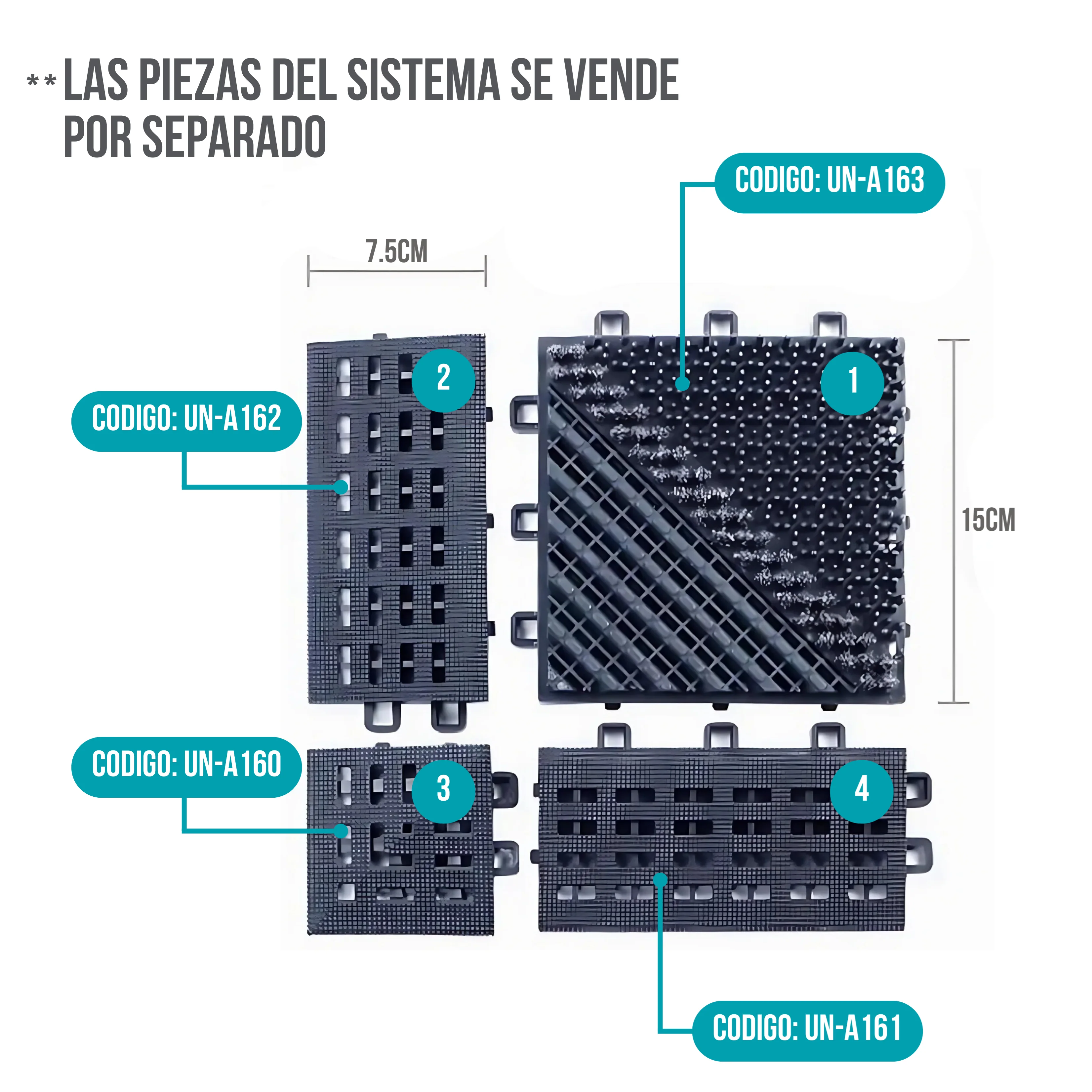 Accesorio De Alfombra Modular 15X7.5Cm. Para Exteriores, Uso Comercial Y Residencial. Alfombrilla (Borde Hembra) - Image 3