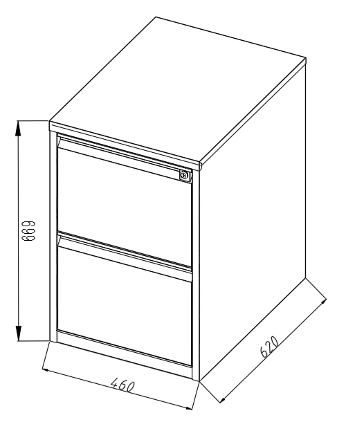Archivador Metalico 2 Gabetas Ajustable A4/FC5 Anti-Inclinación Cerradura Central 704X456x620mm - Image 2