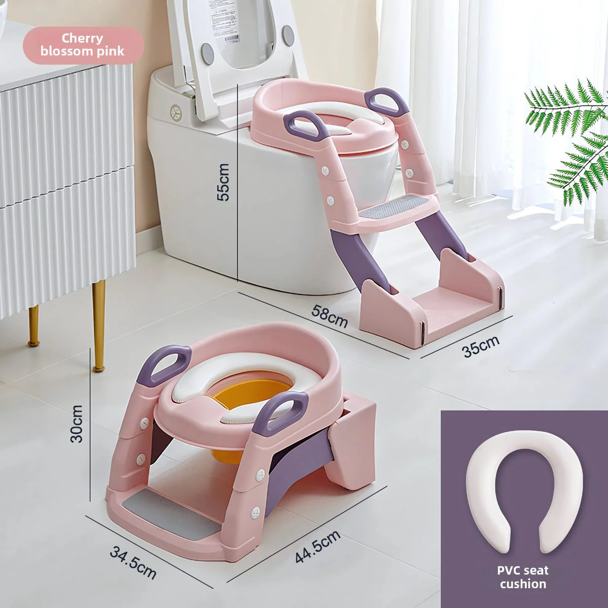 Asiento Escalera De Entrenamiento Silla De Inodoro Para Niños. (2 En 1) Escalera Infantil Potty Trainer. Escalerita Para Bebe. Color Rosado. - Image 6