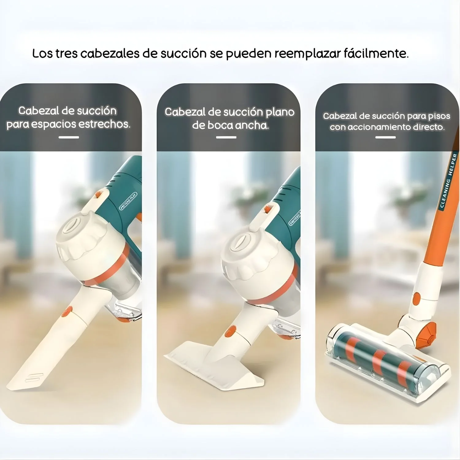 Aspiradora De Juguete Infantil 3 En 1. Juego Interactivo De Limpieza Con Luz Y Musica. Incluye 3 Cabezales Intercambiables. - Image 3