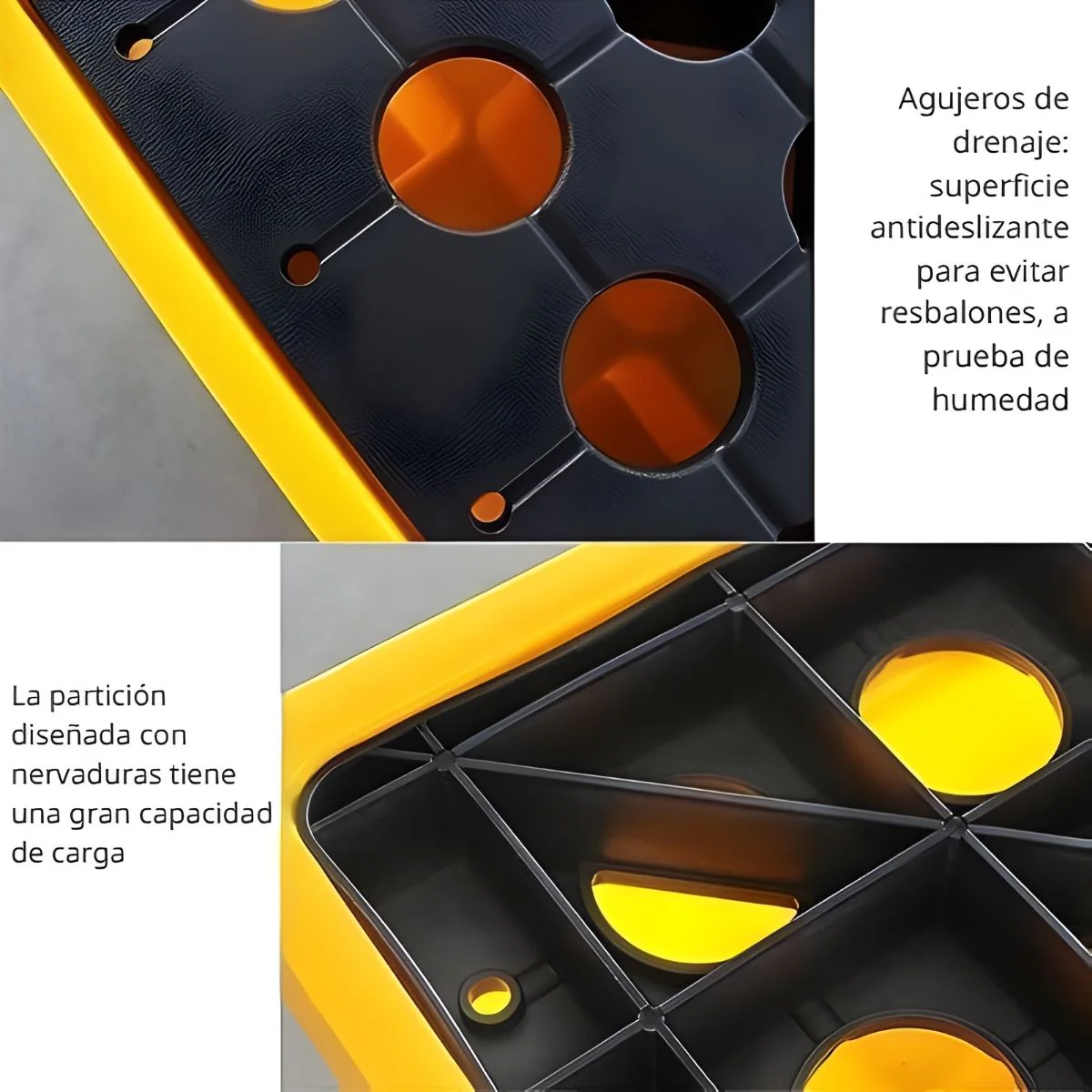 Bandeja De Contención Antiderrames De HDPE Para 1 Tanque 28.4"X28.4"X6.3" (Cap 7 Gal). Plataforma De Almacenamiento De Pintura Apilable Para Tambores Y Cubos. - Image 4