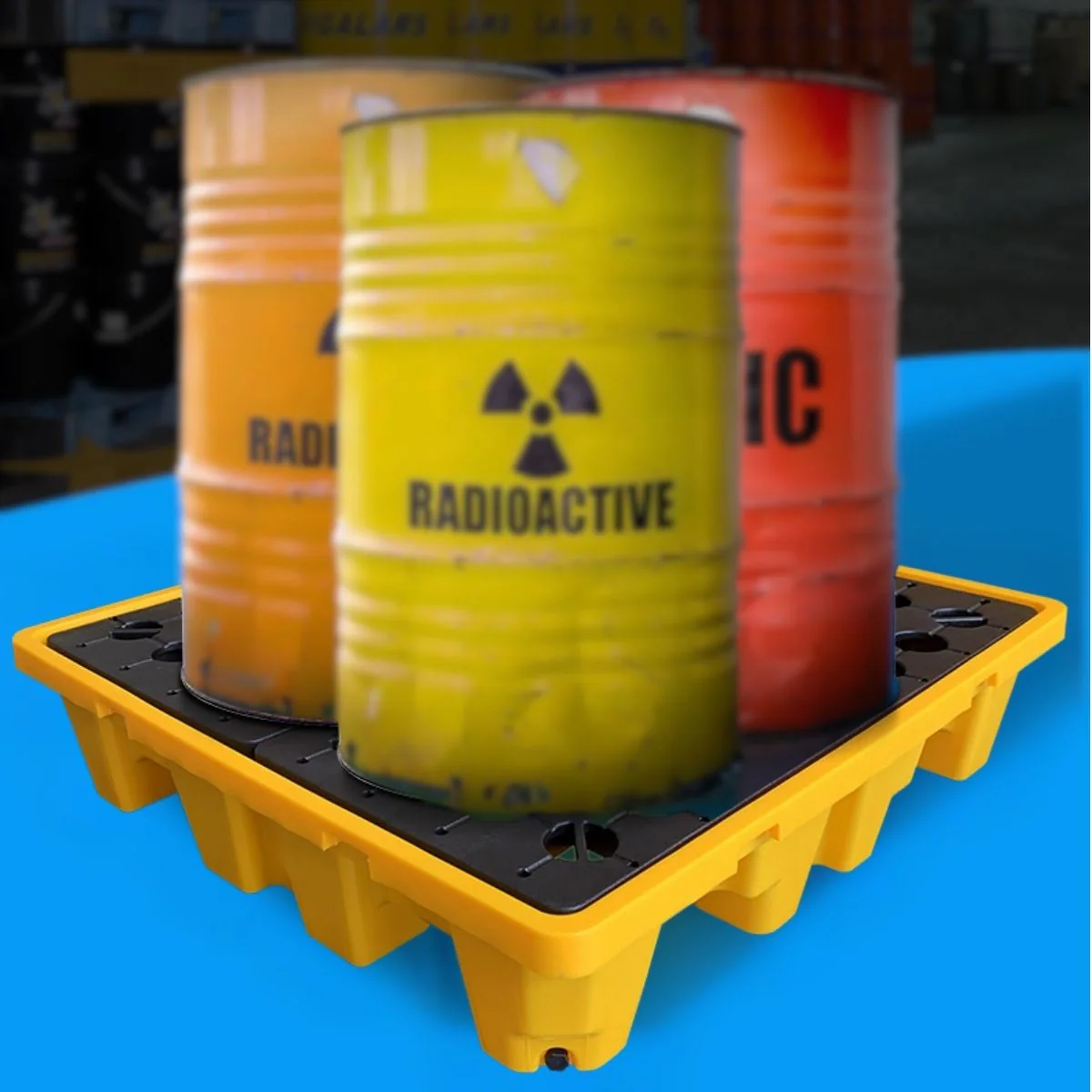 Bandeja De Contención Antiderrames De HDPE Para 1 Tanque 28.4"X28.4"X6.3" (Cap 7 Gal). Plataforma De Almacenamiento De Pintura Apilable Para Tambores Y Cubos. - Image 5