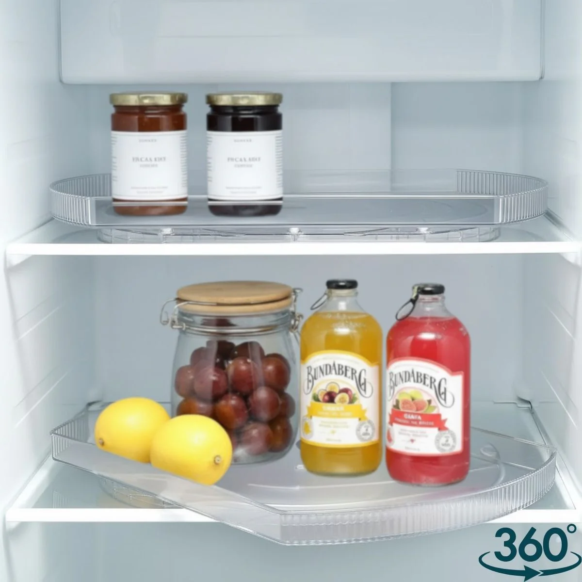 Bandeja Giratoria Deslizable Organizador De Refrigerador De 16.5X11.1”X1.4” (41.9X 28.2X3.6 Cm) De PET. Lazy Suzan Para Cocina Y Comedor.