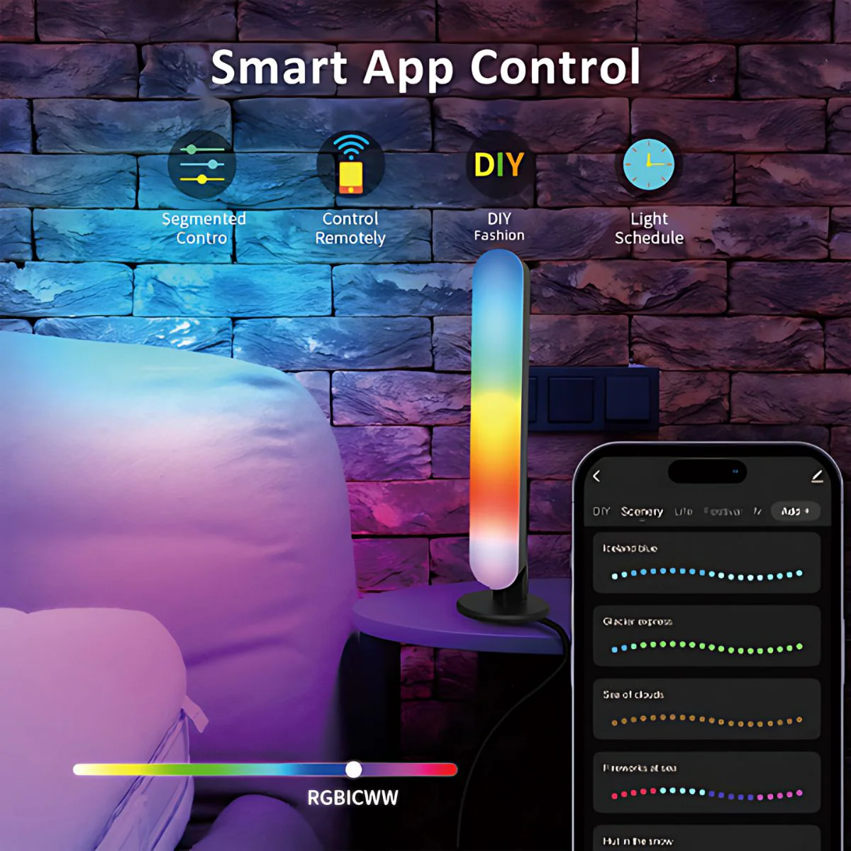 Barras LED RGB Con Modo Música Y Control Remoto (Pack De 2 Unds). Luces LED De Ambientación De 10X1.5” (26X4cm) Iluminación LED Decorativa - Image 3