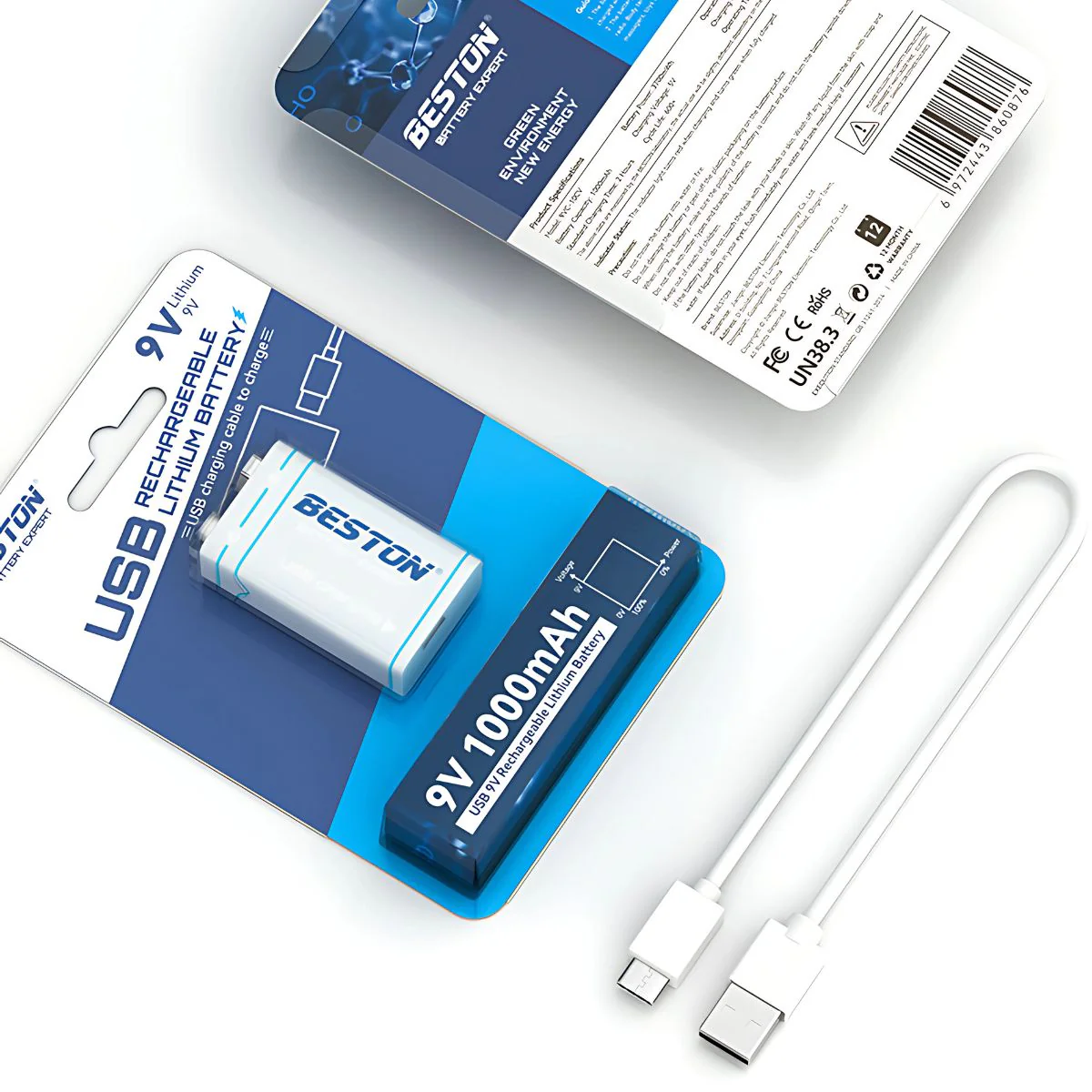 Batería 9V Recargable Con Carga USB-C, 1000Mah. Con 600 Ciclos De Vida. - Image 3