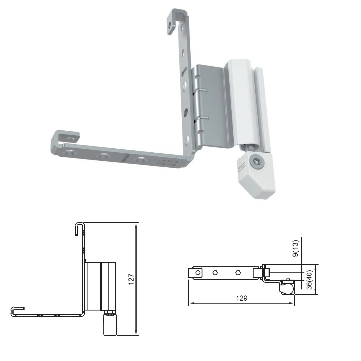 Bisagra Inferior Derecha Para Ventana Abatible Upvc Apertura Interior Color Blanco