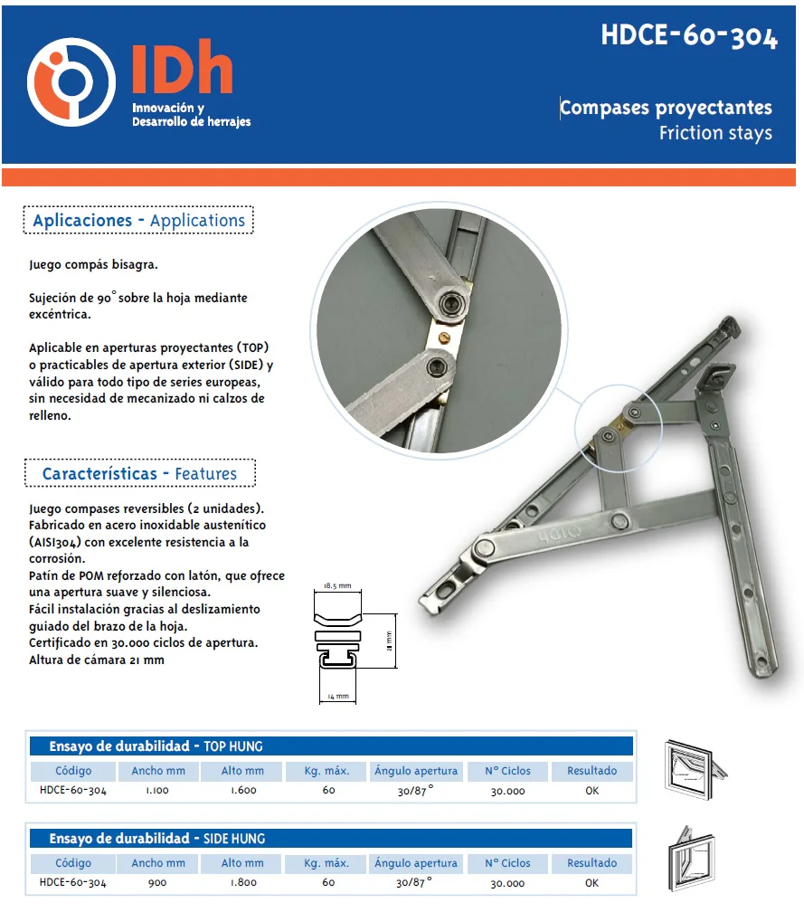 Bisagras De Proyeccion De Ventana (Derecha + Izquierda). Acero Inoxidable AISI 304. Ancho De Canal Europa 14 Mm. Se Vende En PARES - Image 2