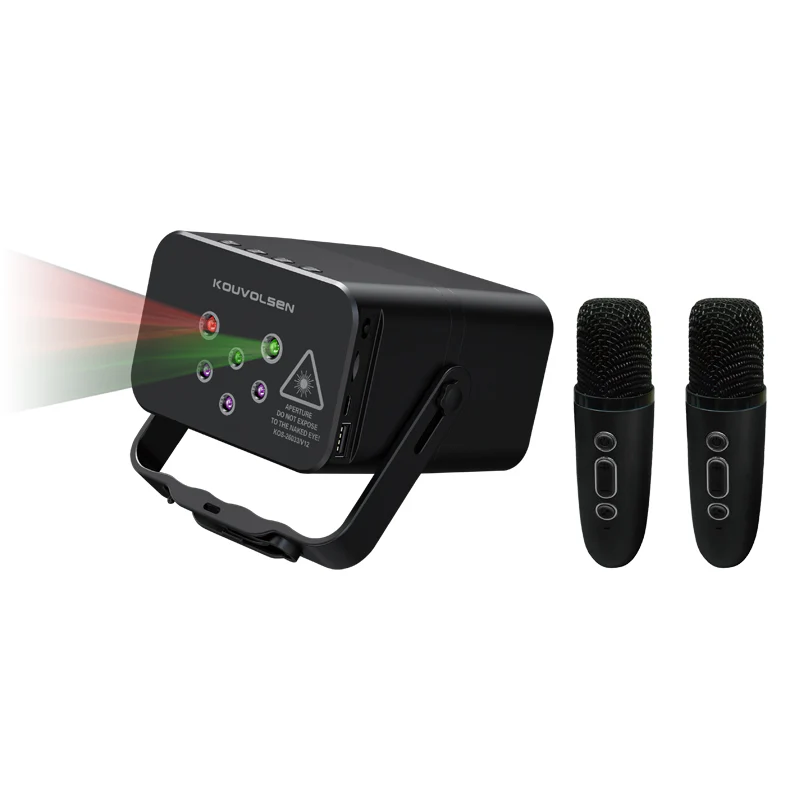 Bocina Bluetooth Portátil Con Luces Láser RGB. Altavoz Mini Party Light 8W. Parlante Inalámbrico Para Karaoke Con 2 Micrófonos Y Efectos De Luz. - Image 2