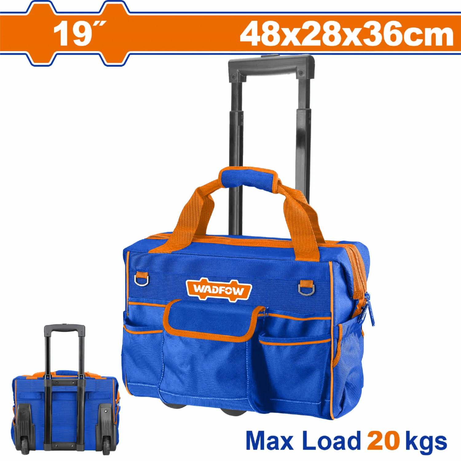 Bolso Con Ruedas Y Asa Plegable 19" Carga 20Kg 7 Bolsillos 45X28x36cm Bolso Caja De Herramientas