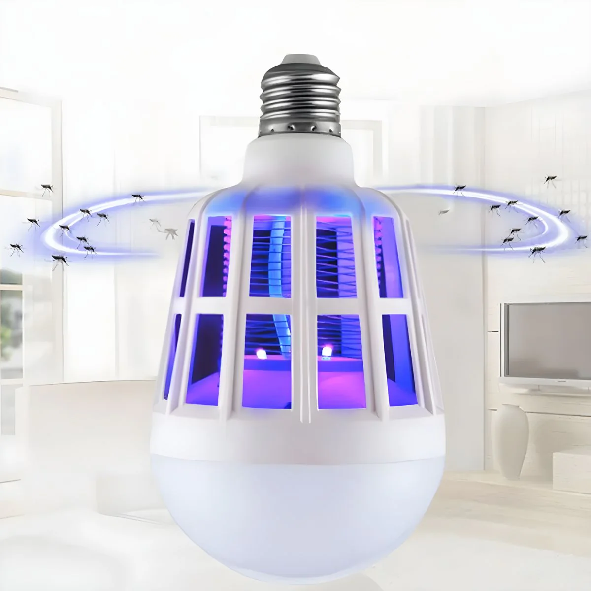 Bombillo Mata Mosquitos. Lámpara Antimosquitos LED 15W 110V Con Luz Ultravioleta. Foco Mata Insectos. Luz Nocturna Repelente.