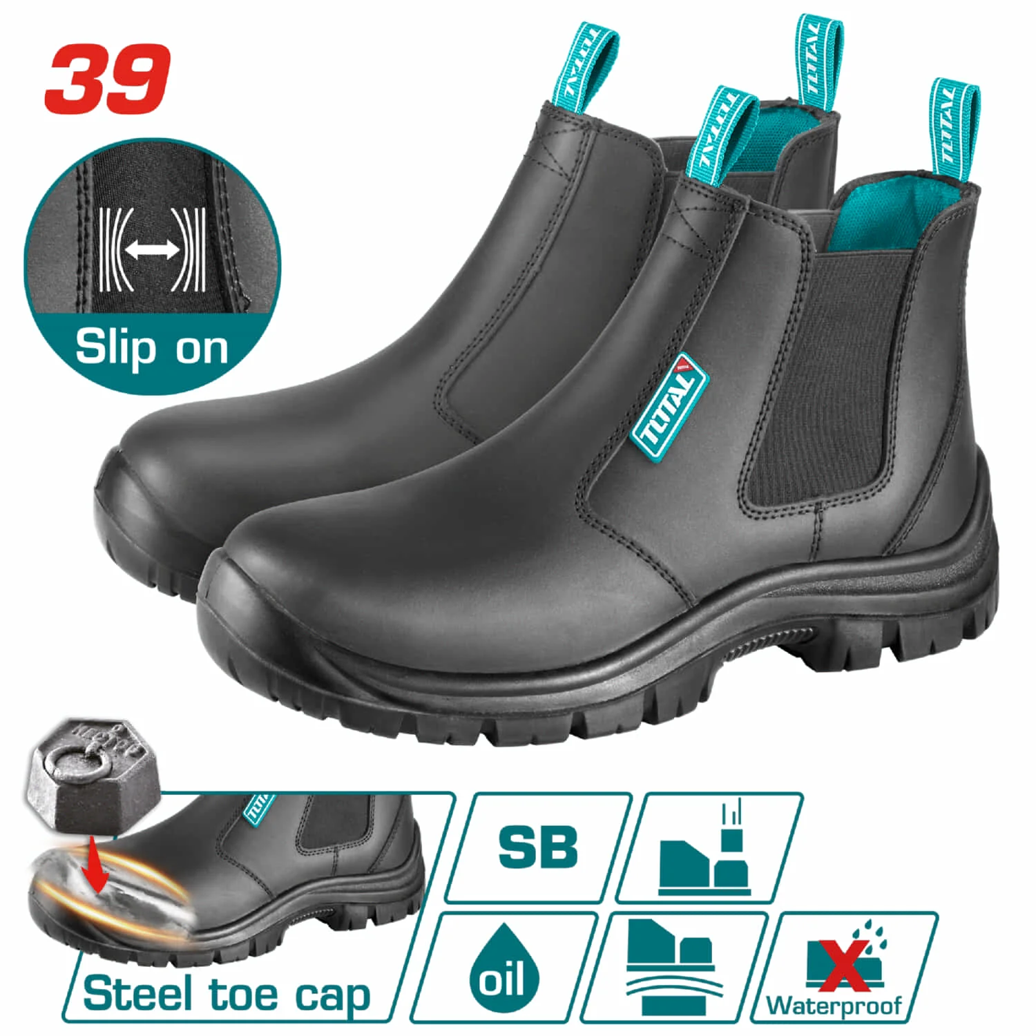 Botas De Seguridad Con Cuero Goma De Ajuste SB: Punta De Acero - Image 2