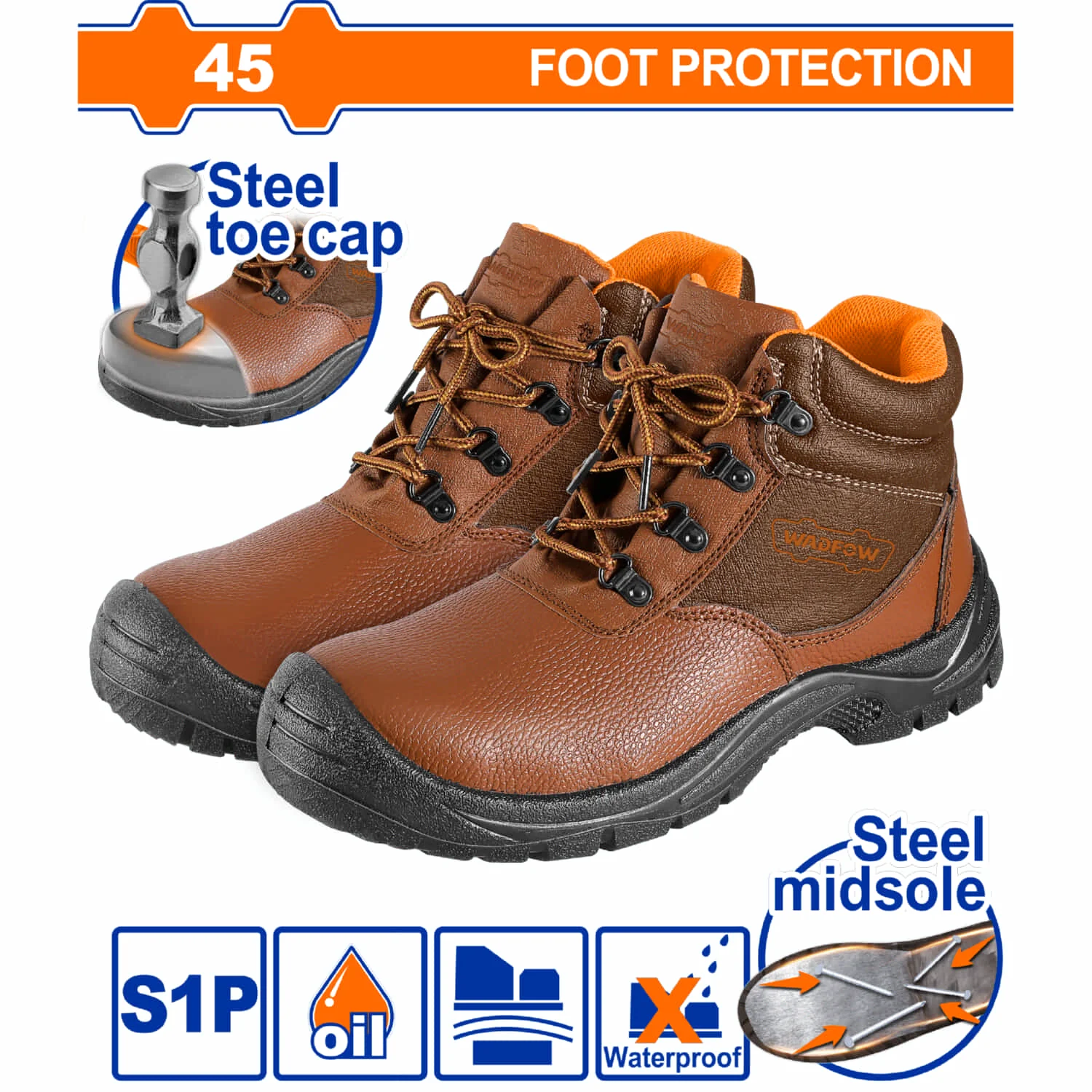 Botas De Seguridad De Cuero Con Punta Y Entresuela De Acero. Cierre Con Cordones. A Prueba De Agua. Se Vende En Par. - Image 8