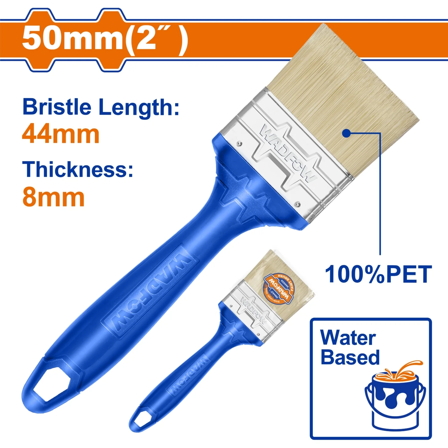 Brocha Para Pintar 50Mm(2"). Cerdas 100% PET. Pintura A Base De Agua. Long: 44Mm. Grosor: 8Mm. - Image 2