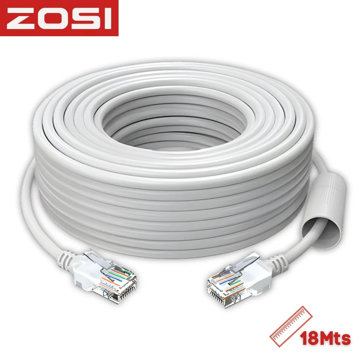 Cable Ethernet Cat5e 18.3 Metros Alta Velocidad 1000Mbps. Material Cobre Libre De Oxígeno 24AWG. Uso Interior Y Exterior. Certificación ROHS