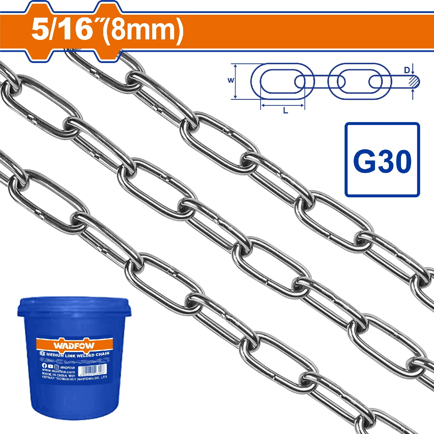 Cadena Soldada Grado 30 5/16" Longitud:21M - Image 2