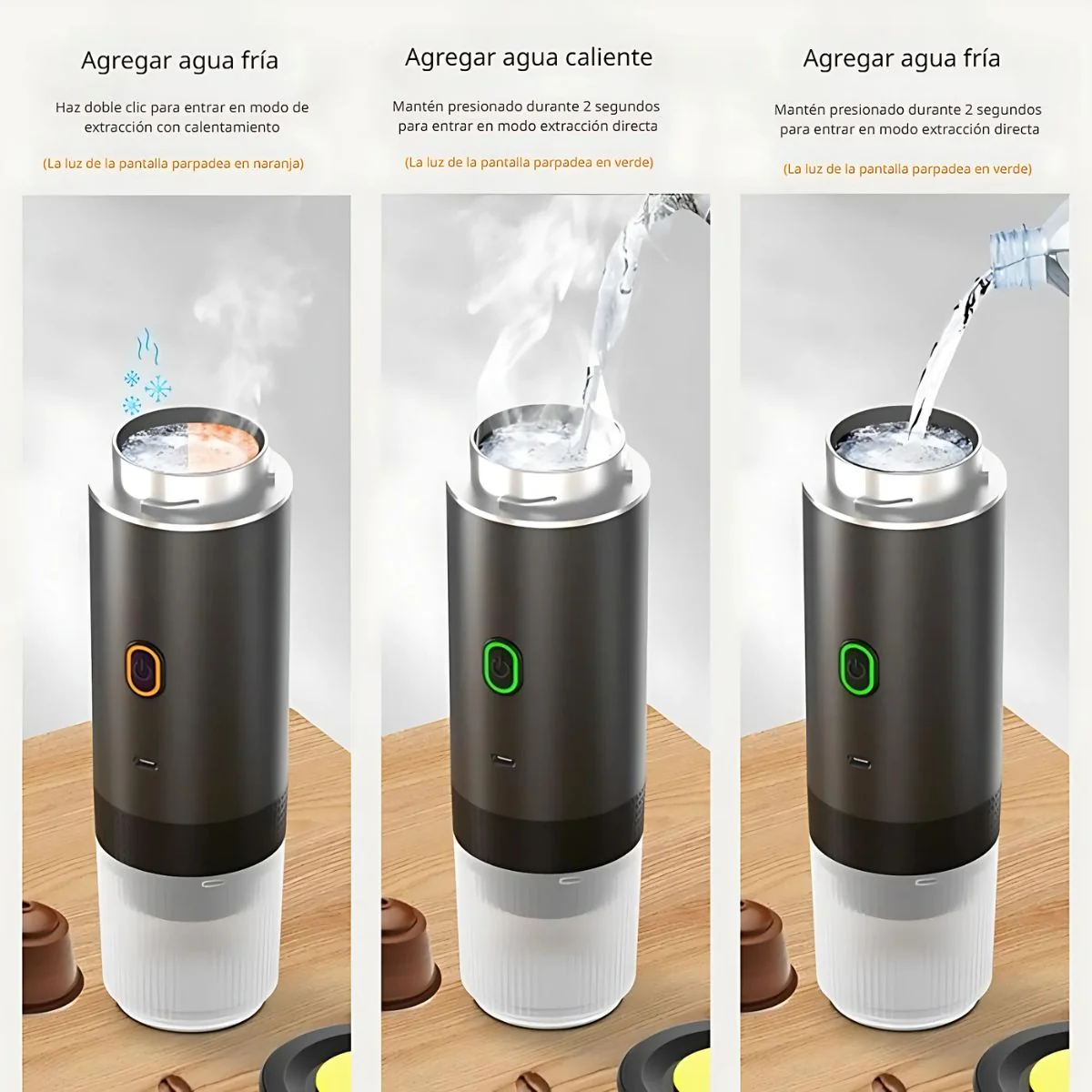 Cafetera Espresso Portátil Eléctrica 3 En 1 Con Cápsulas Y Café Molido. Recargable Por USB-C. Compatible Con Nespresso Y Dolce Gusto. - Image 4
