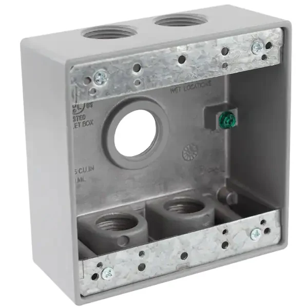 Caja Electrica Exterior 4"X4". 2 Entrada Con 5 Huecos De 3/4. Dimensiones 2-3/16"X4-9/16"X4-9/16"