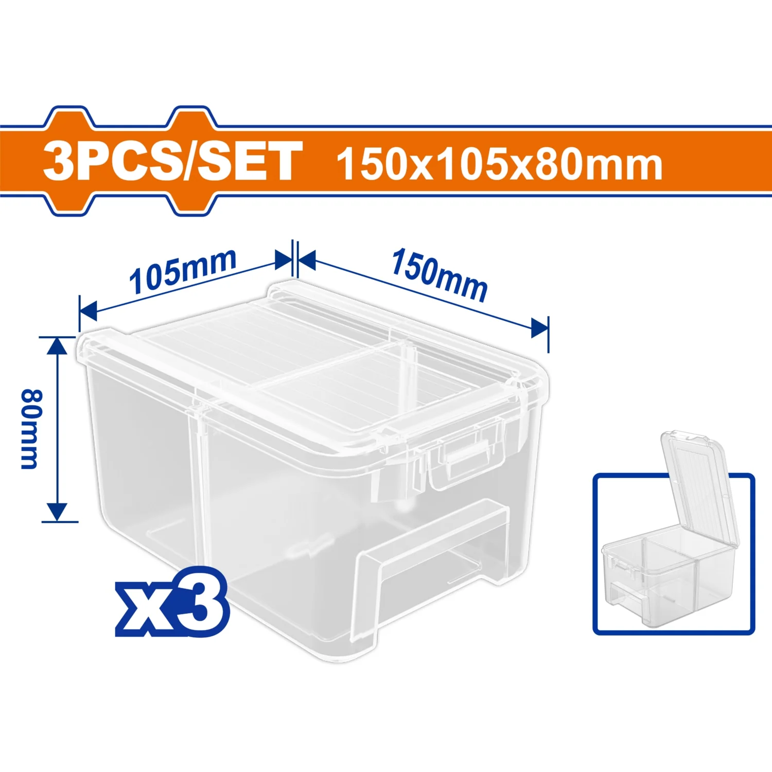 Cajas Organizadoras De Plástico Con Compartimientos. 150X105x80mm. Incluye 3 Divisiones. - Image 2