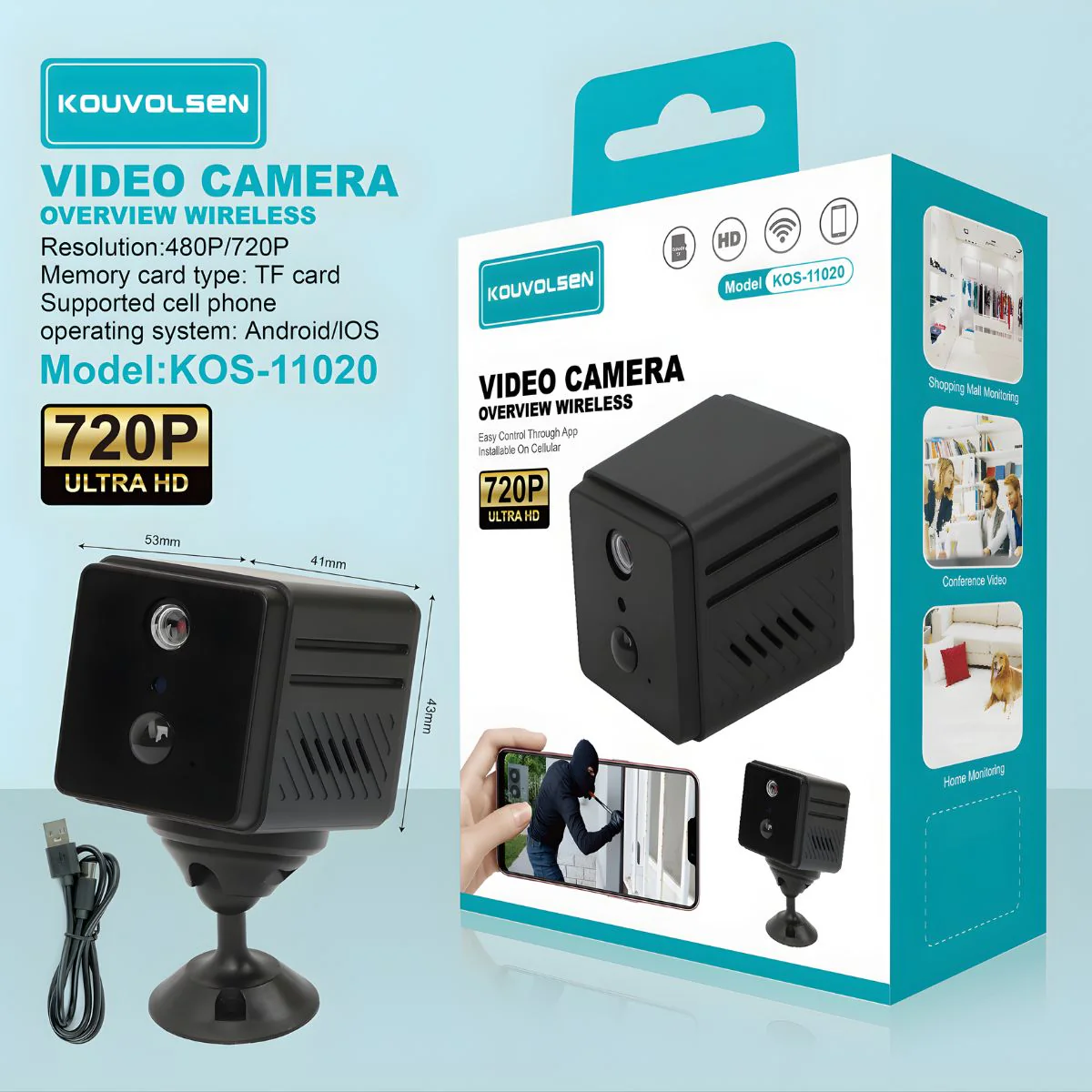 Cámara De Seguridad Wifi 720P HD Inalámbrica Con Visión Remota Desde App Y Soporte Para Microsd. Cámara De Videovigilancia.