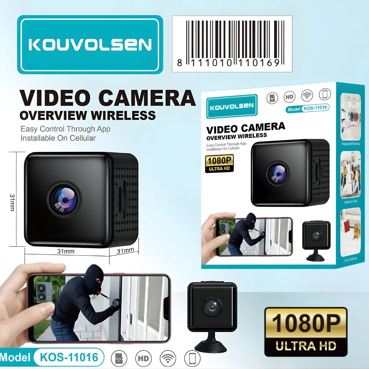 Cámara De Seguridad Wifi Mini 1080P Full HD Inalámbrica Con App Linklemo Para Celular Y Grabación En Tarjeta TF.