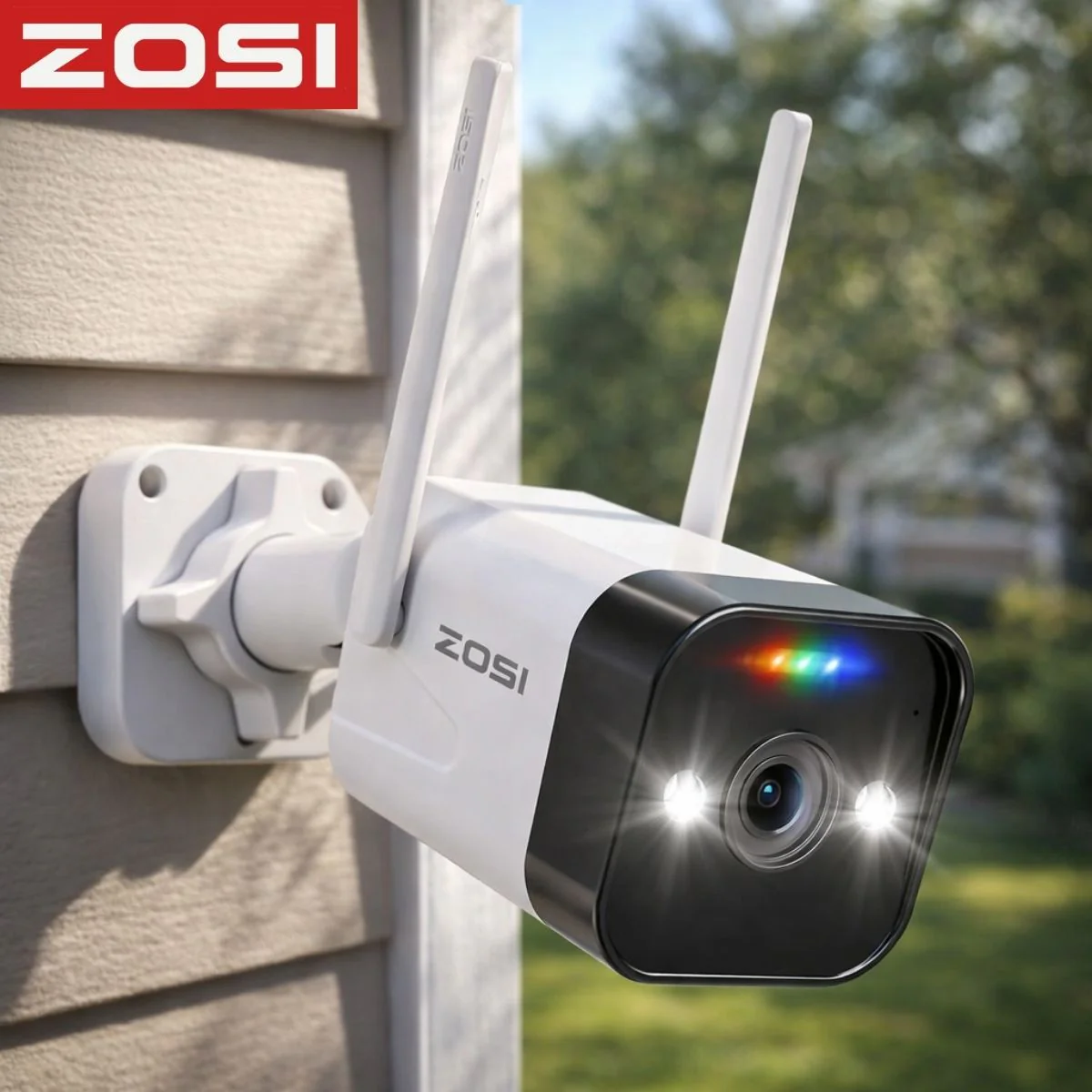 Cámara Wifi Exterior 4MP IP66 Con Visión Nocturna A Color 30M Y Detección De Personas Y Vehículos. Cámara De Videovigilancia Con Audio Bidireccional Y Alarma