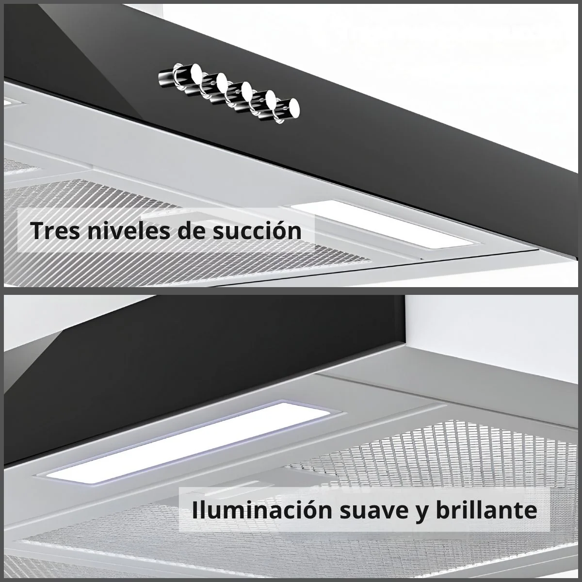 Campana Extractora Cocina Empotrable 27.5” (700Mm) Motor De Cobre Succión 22M³/Min, 390Pa, 110V, 60Hz. Extractor De Humo Y Grasa - Image 4