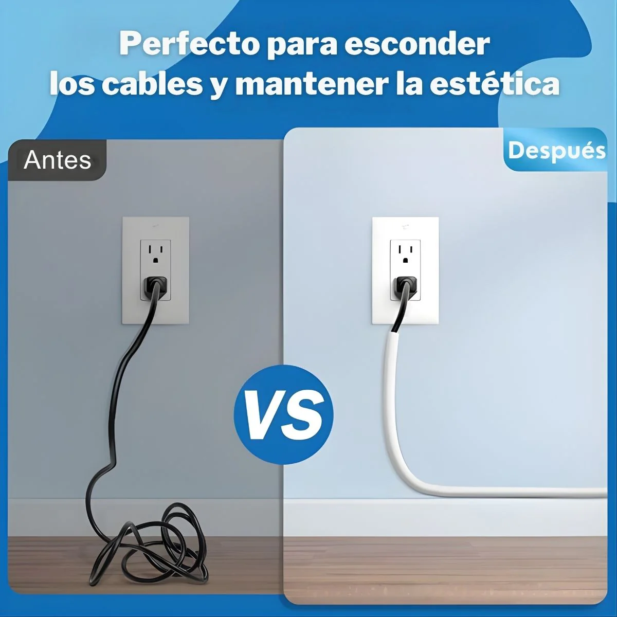 Canaleta Autoadhesiva Flexible Con Apertura Lateral De 5 Metros Para Ocultar Cables De 0.27” (0.7Cm) De Canal Interno. Moldura De PVC Color Blanco. - Image 4