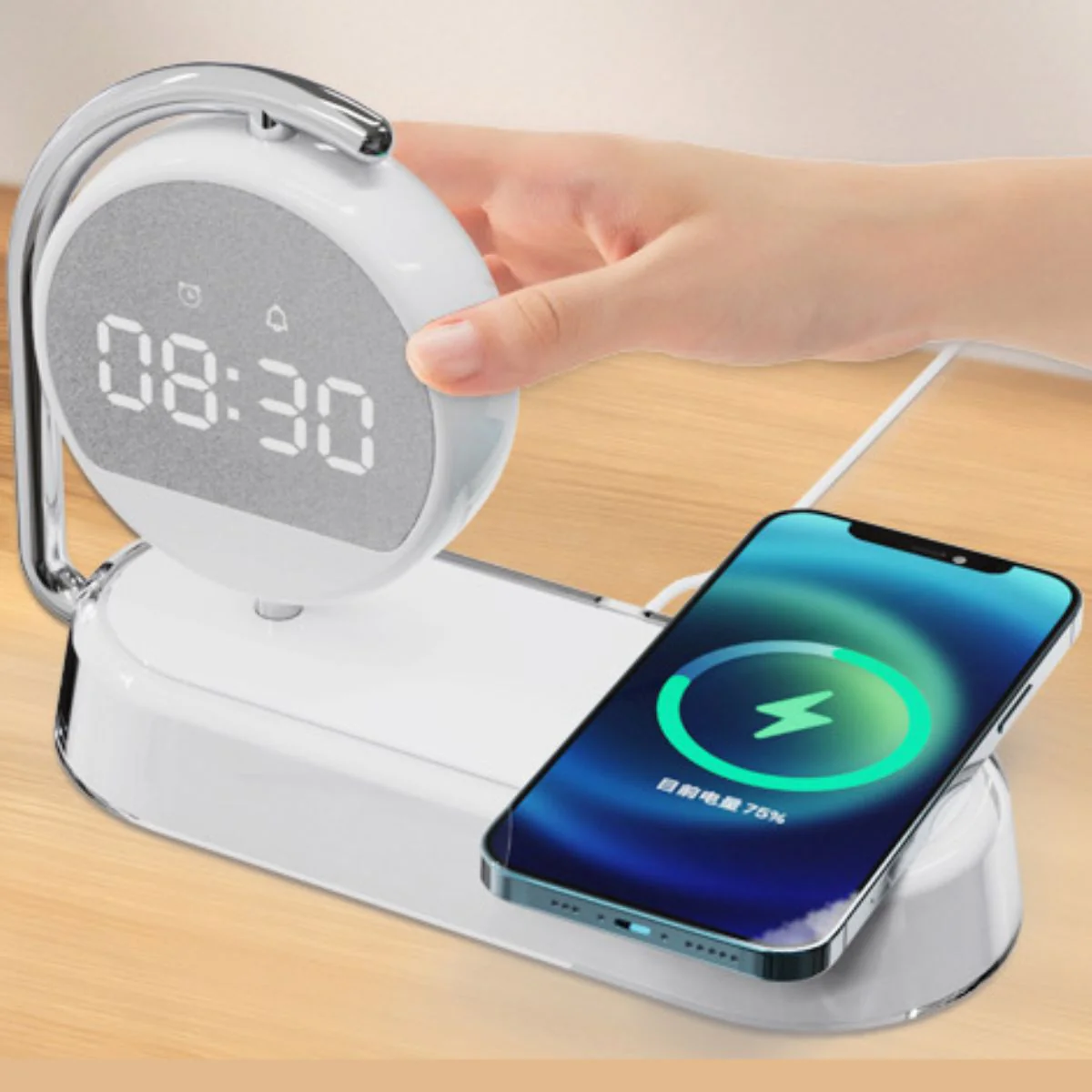 Cargador Inalámbrico Con Reloj Despertador Digital 15W Soporte De Carga Para Teléfono Con Luz De Noche Y Reloj Integrado. - Image 2