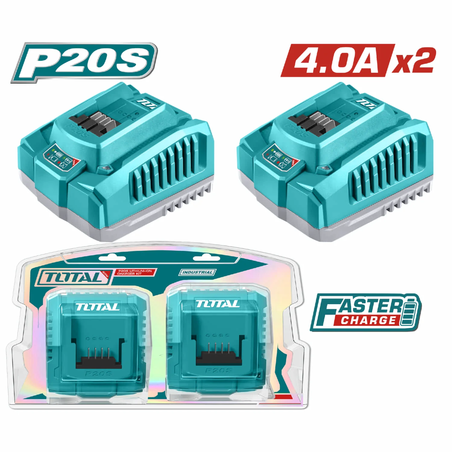 Cargadores De Batería P20S 21V 4A Set 2 Pzas.