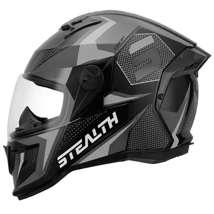 Cascos De Moto Stealth Concept Brillante Negro/Gris - Image 5