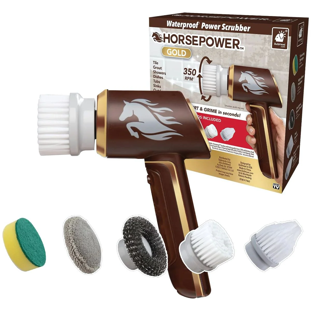 Cepillo Eléctrico. Limpiador Giratorio Inalámbrico. Cepillo De Limpieza Con Resistencia Al Agua. Color Chocolate. Incluye Accesorios.