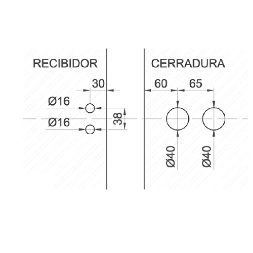 Cerradura De Manigueta Con Recibidor. Brillante - Image 3