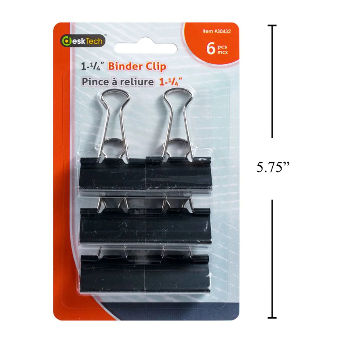 Clip Sujetapapeles Para Carpetas Desk Tech, 6 Piezas, 1,25 ", Negro - Image 2