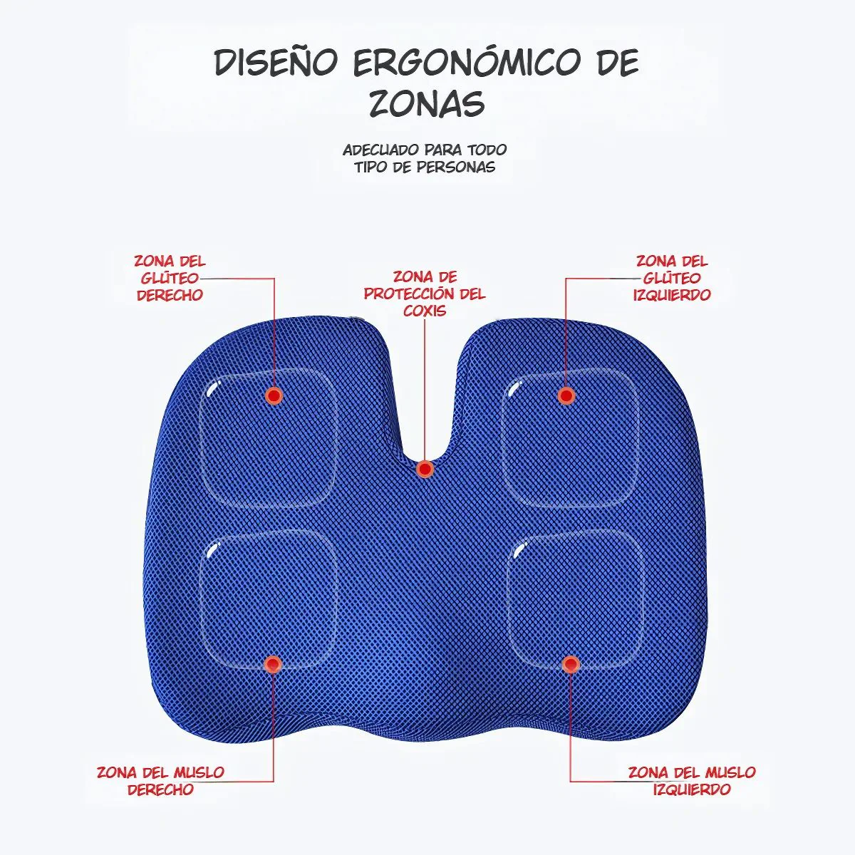 Cojín Ortopédico Ergonómico Para Silla. Almohada De Asiento Para Aliviar Presión En Coxis, Glúteos Y Zona Lumbar. Almohadilla. 45X35x7cm - Image 4