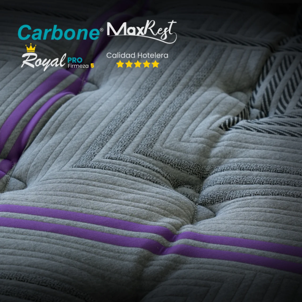 Colchones Royal 5 Star Hotel  Firmeza 5 Carbone Max Rest Empacados Al Vacío Pillow Top Colchón Calidad Hotelera Memory Foam Con Resortes 35Cm Espesor (13.7") - Image 5