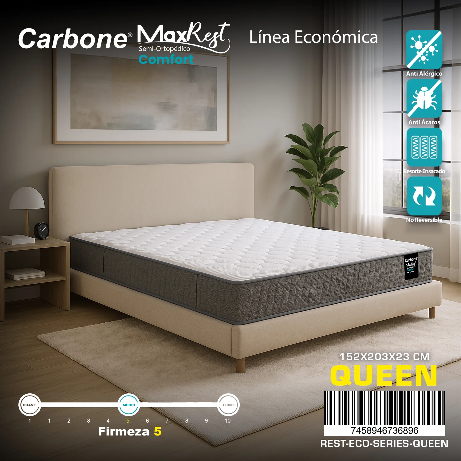 Colchones Semi-Ortopédicos Empacados Al Vacío Max Rest. Línea Económica Con Resortes, 23Cm (9") Espesor. Textil Bekaert Deslee Original De Belgica Nivel De Firmeza 5. - Image 9