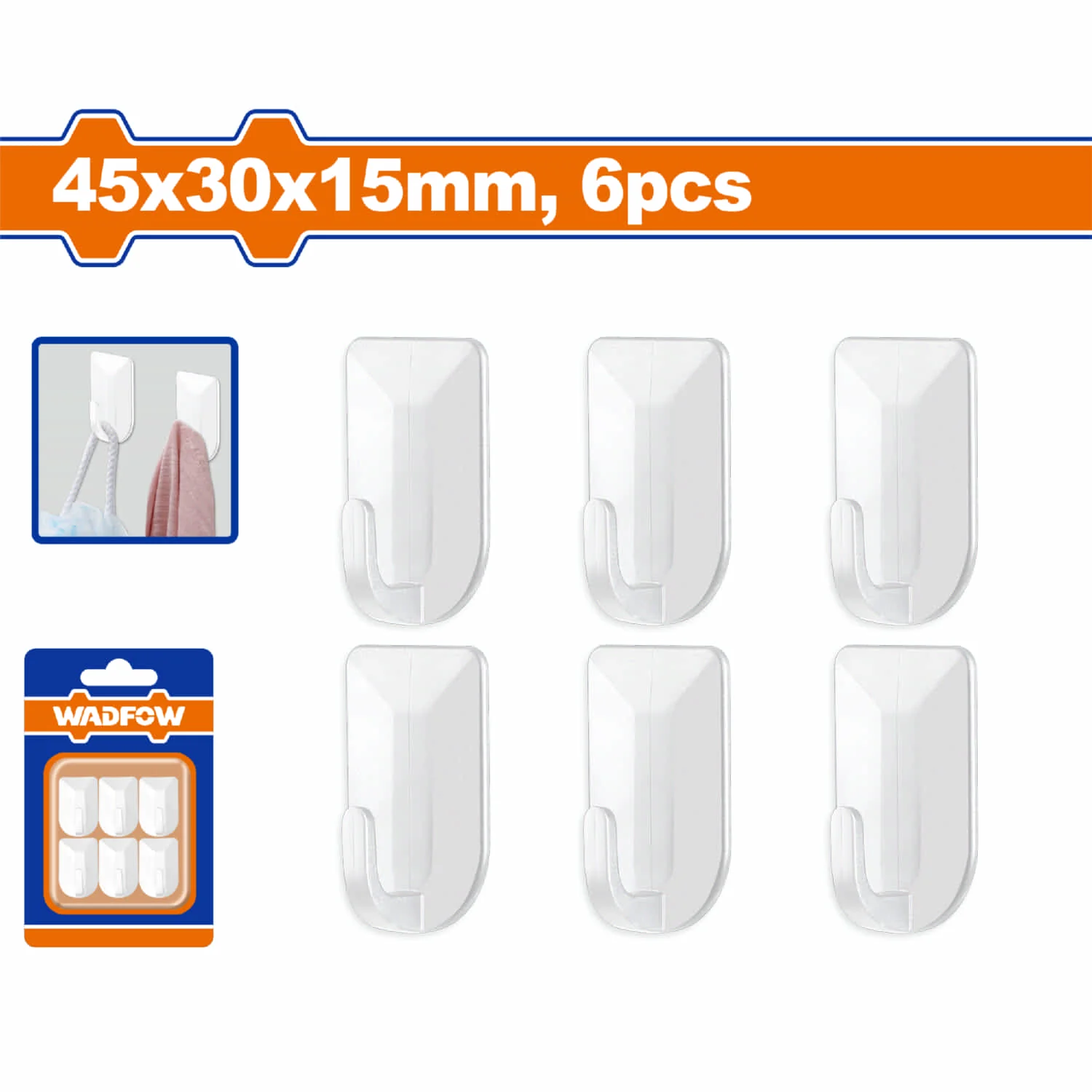 Colgadores Ganchos De Pared Autoadhesivos . Colgadores De Pared Dura ABS. 45X30x15mm Set De 6 Piezas.