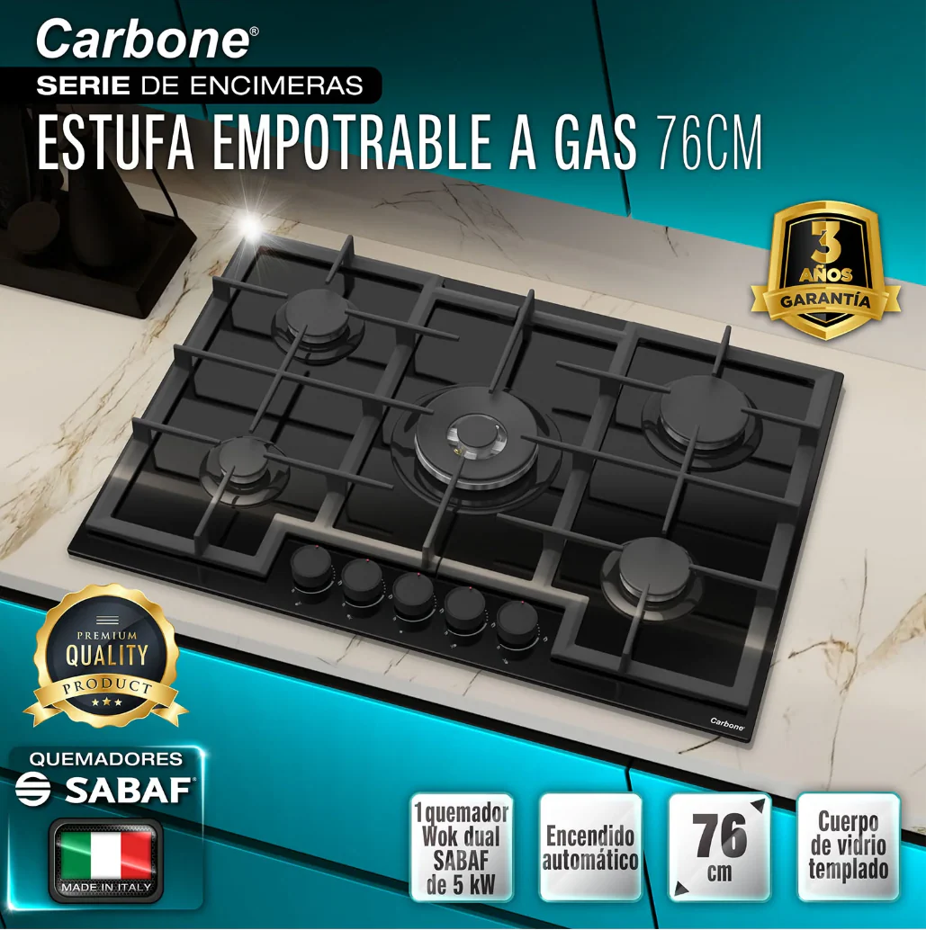 Combo Empotrables Cocina Carbone Campana 60cm + Estufa 76cm + Horno 60 cm ( Solo online ) (No aplica tienda Fisica) Envio gratis a todo el pais - Image 2