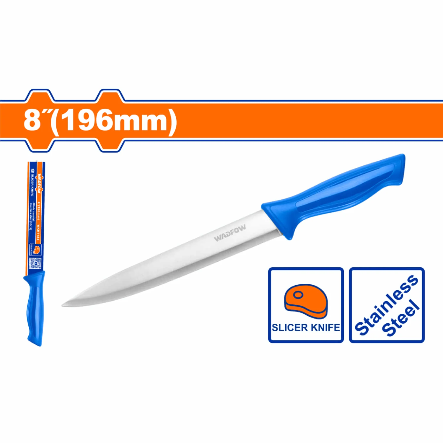 Cuchillo Rebanador 8" De Acero Inoxidable. Ideal Para Filetear.