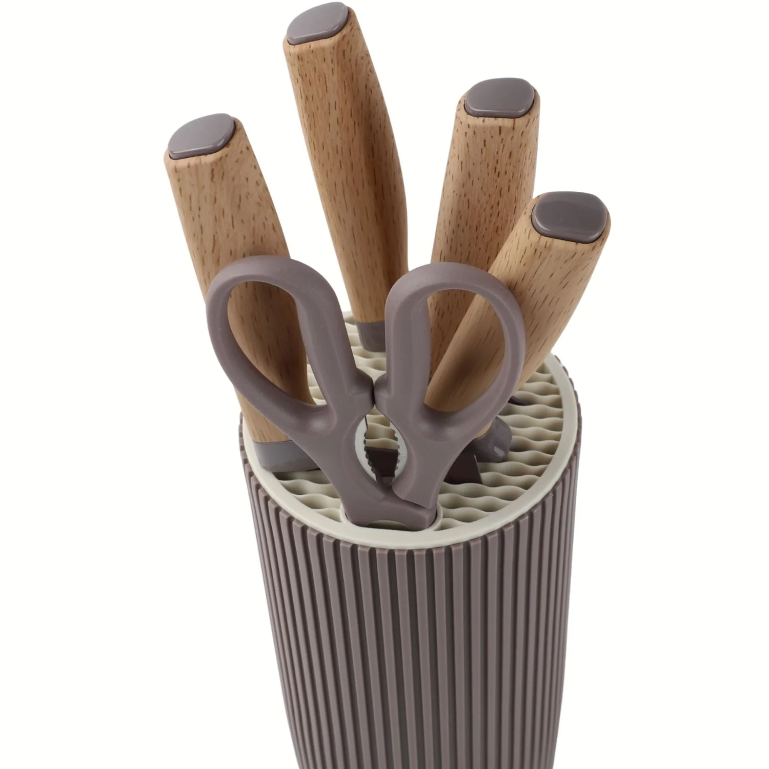 Cuchillos De Cocina  Color Morado Set De 6 Piezas Con Soporte. Diseño Texturizado Antiadherente. - Image 4