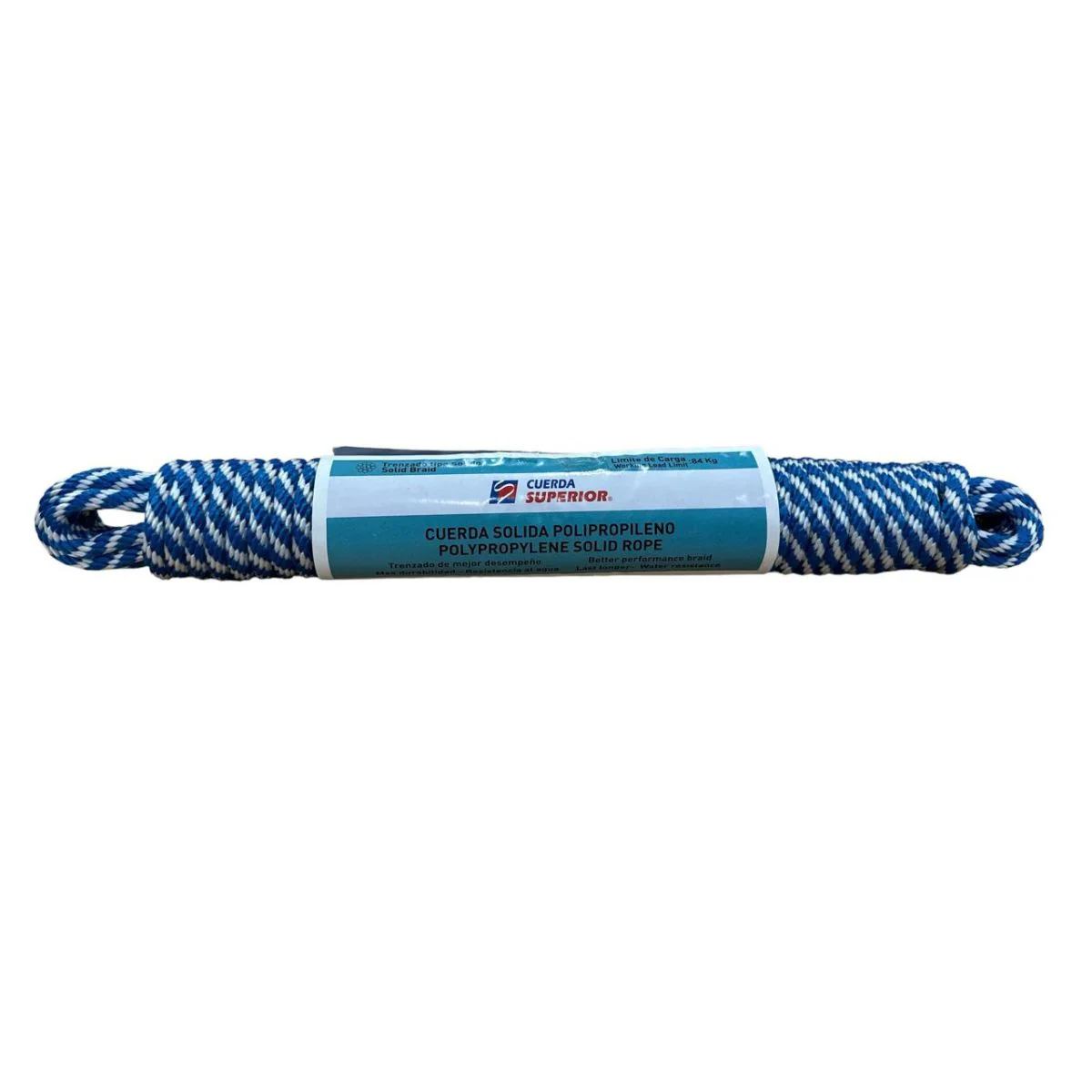 Cuerda Náutica Polipropileno 8Mm X 10M Blanco Azul Suave Al Tacto. Soga Mecate