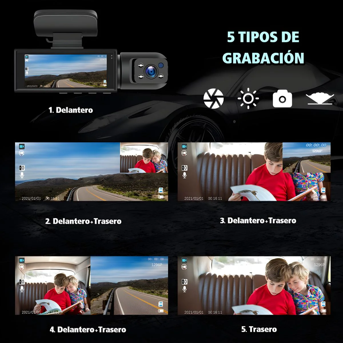 Dash Cam Cámara Doble Para Autos 1080P Con Wifi. Grabación Frontal Y Trasera. Dashcam Con Visión Nocturna HD Para Carros. Wifi + 32G - Image 2