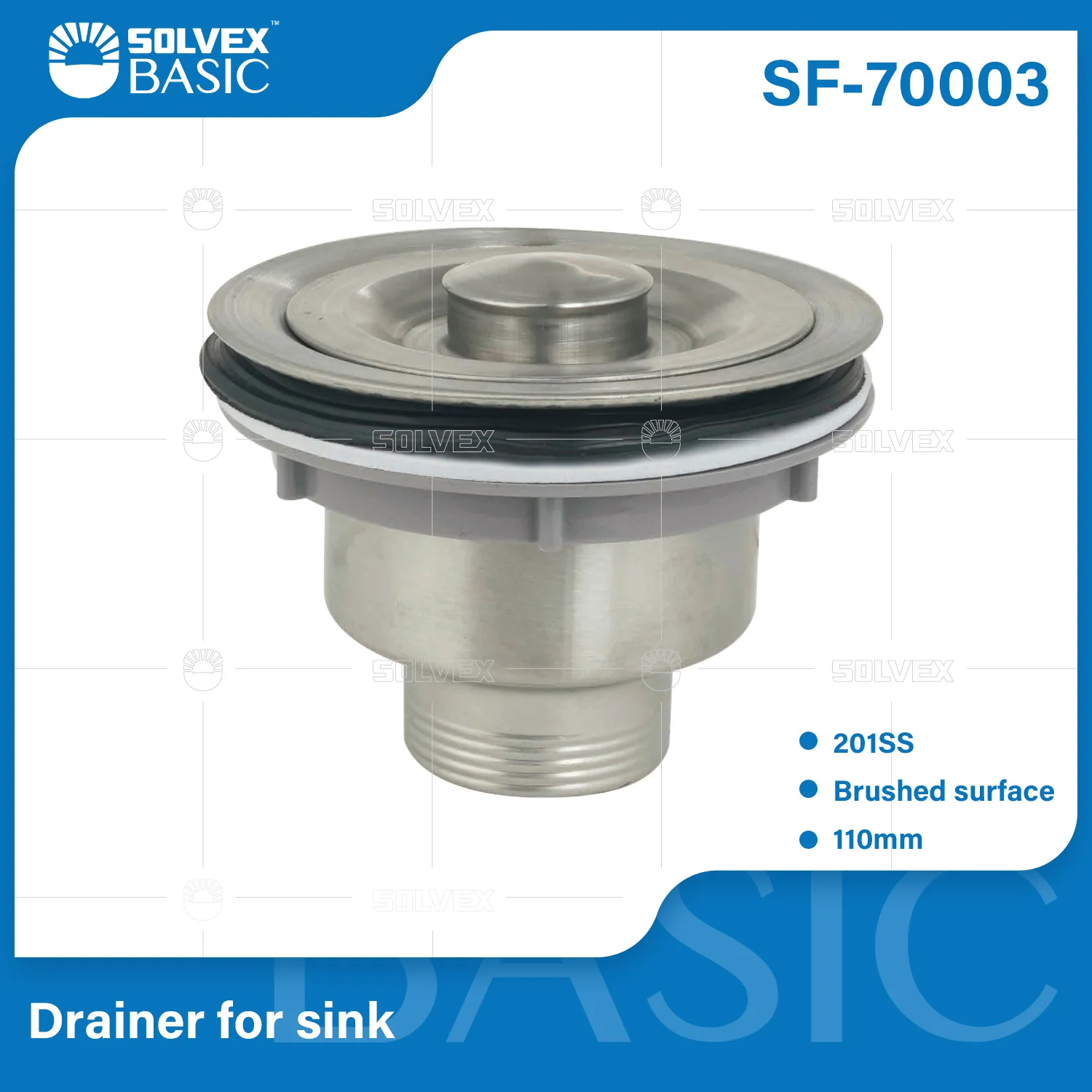 Desagüe Para Fregador 110Mm En Acero Inoxidable. Drenaje Con Coladera Acabado Cepillado.