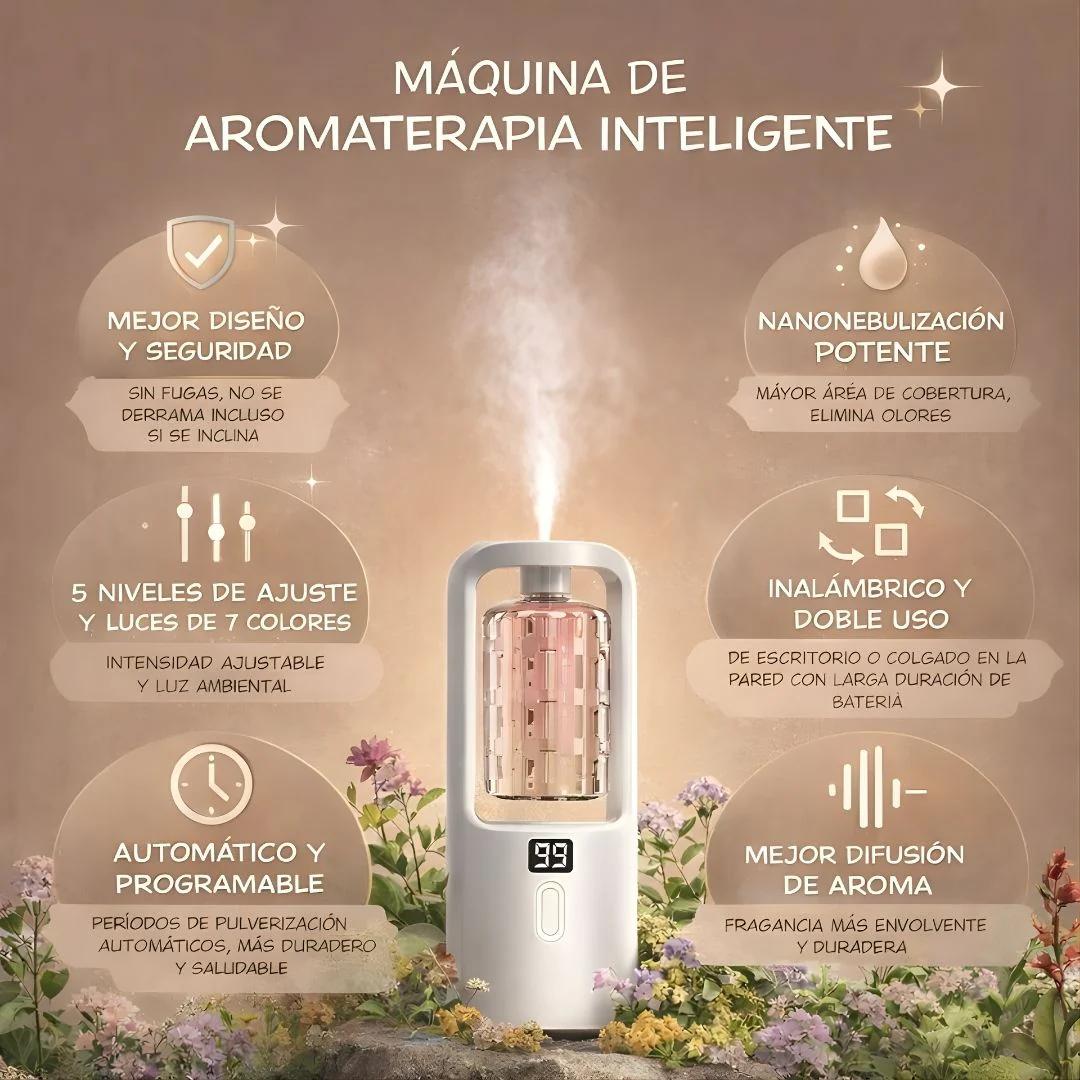 Difusor Aromas De Aceites Esenciales Inalámbrico Recargable De 1200Mah. Dispensador Aromático (0.5L) Con Alcance De 60㎡ (6.1X4x16.5Cm). - Image 2