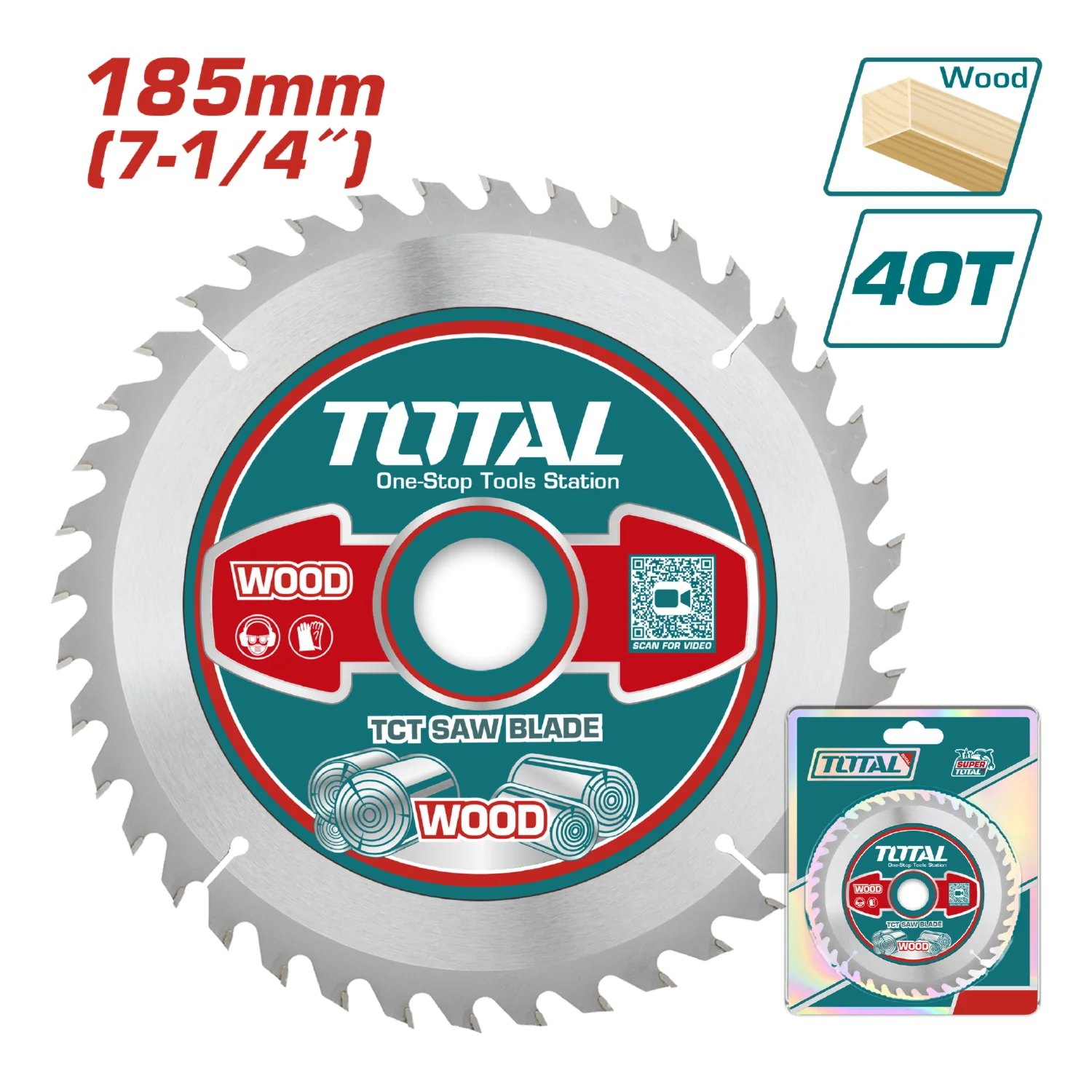 Disco Corte Madera 185Mm(7-1/4") 40T,Arbor:20Mm Reduction Ring:16Mm - Image 2