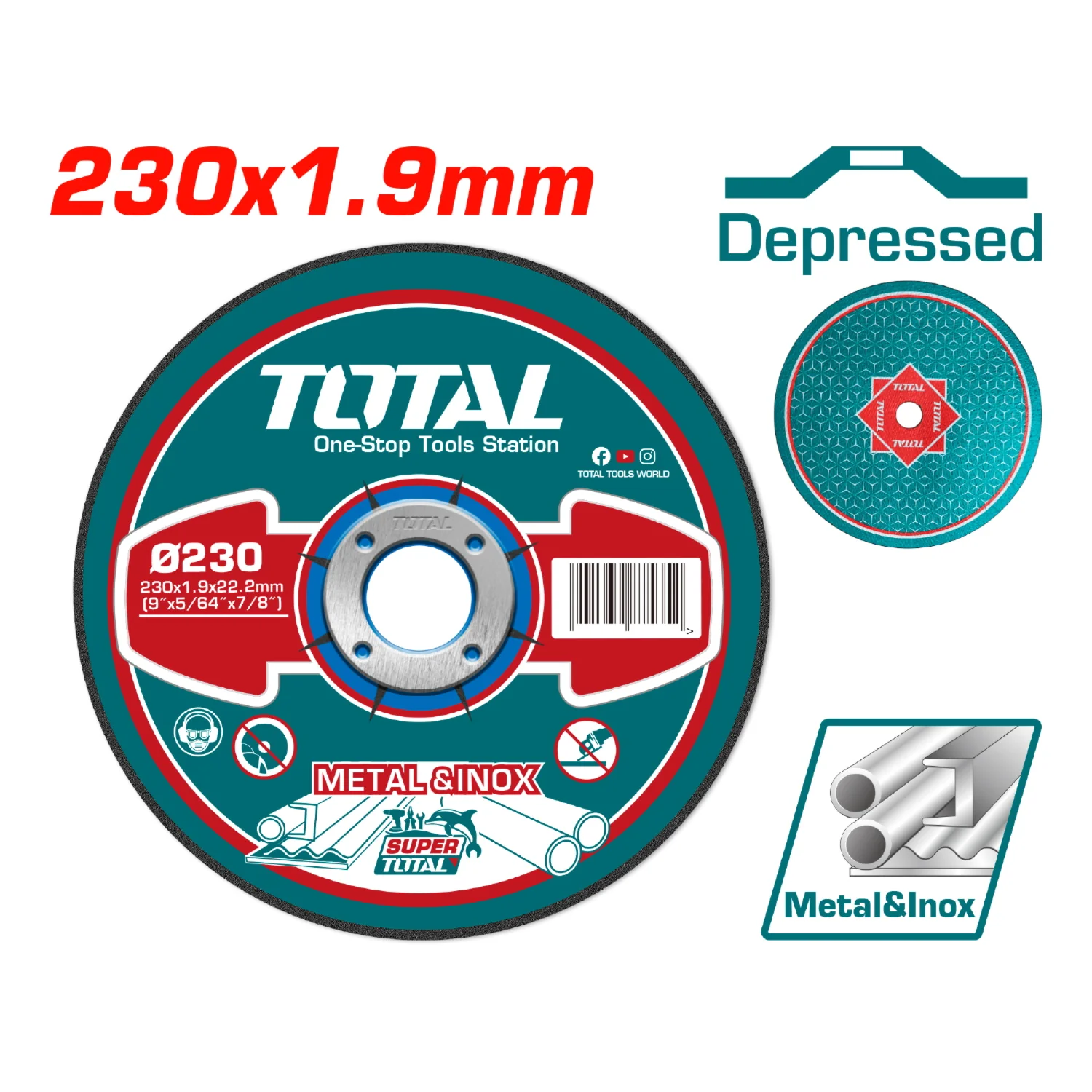 Disco Corte 9" Metal Y Acero Inoxidable 230 Mm( 9 ")X1.9 Mm(5/64")X22.2 Mm(7/8") Concavo. (1 Pza) - Image 2