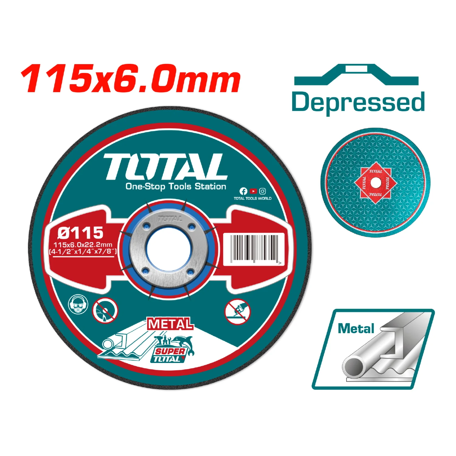 Disco De Desbaste Para Metal Concavo. 115Mm ( 4 1/2" )X 6.0Mm ( 1/4" )X 22.2Mm ( 7/8" ) MPA Standard - Image 2
